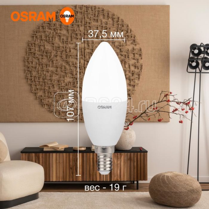 Лампа светодиодная LED Value LVCLB75 10SW/830 10Вт свеча матовая E14 230В 10х1 RU OSRAM 4058075579125 — изображение 2