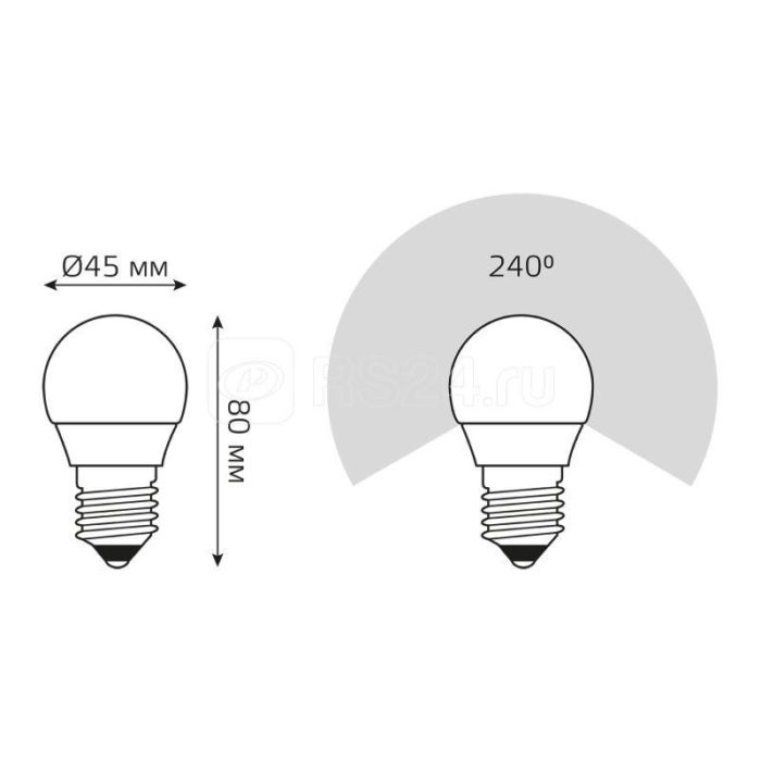 Лампа светодиодная Elementary 6Вт P45 шар 4100К нейтр. бел. E27 450лм GAUSS 53226 — изображение 4