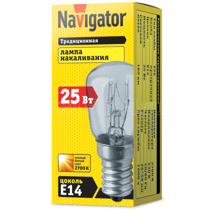 Лампа накаливания 61 204 NI-T26-25-230-E14-CL Navigator 61204 — изображение 2