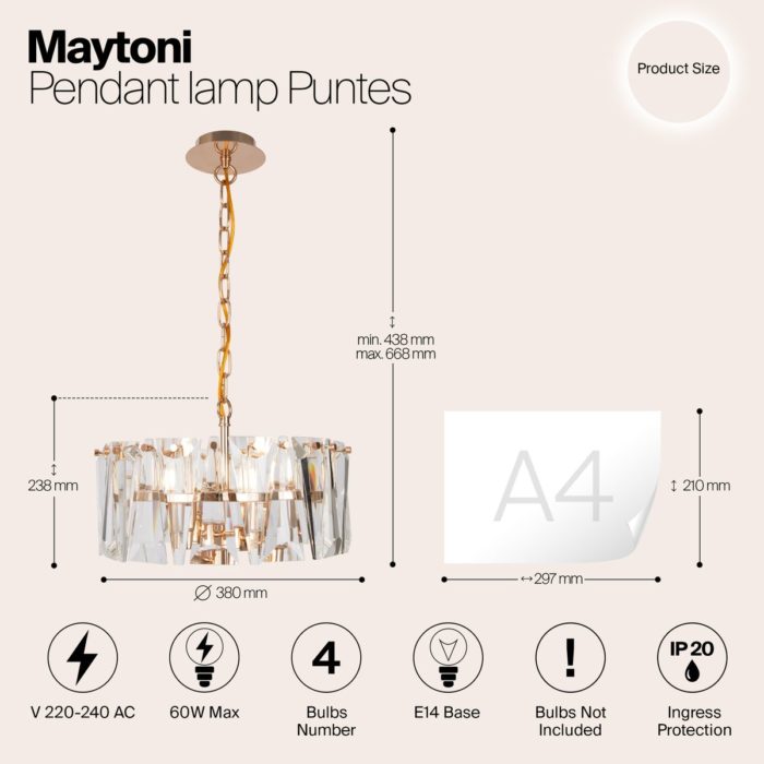 Подвесной светильник Maytoni Puntes MOD043PL-04G — изображение 2