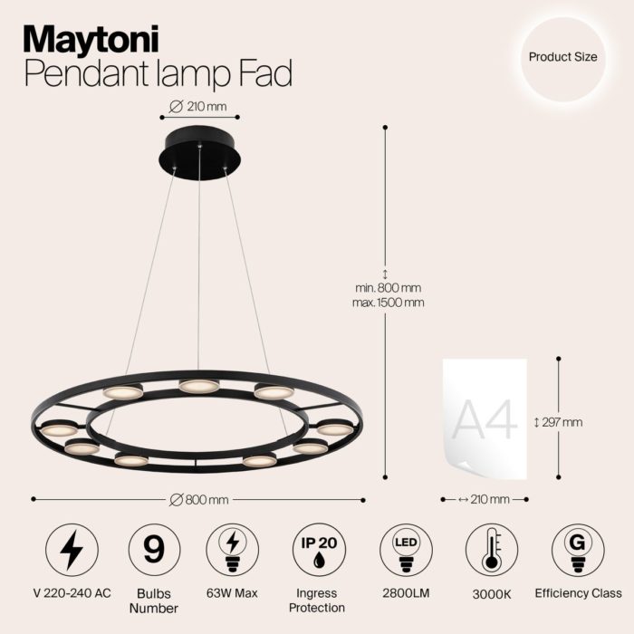 Подвесной светодиодный светильник Maytoni Fad MOD070PL-L63B3K — изображение 2
