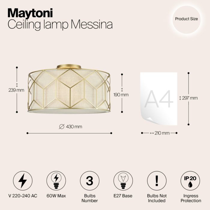 Потолочный светильник Maytoni Messina H223-PL-03-G — изображение 2