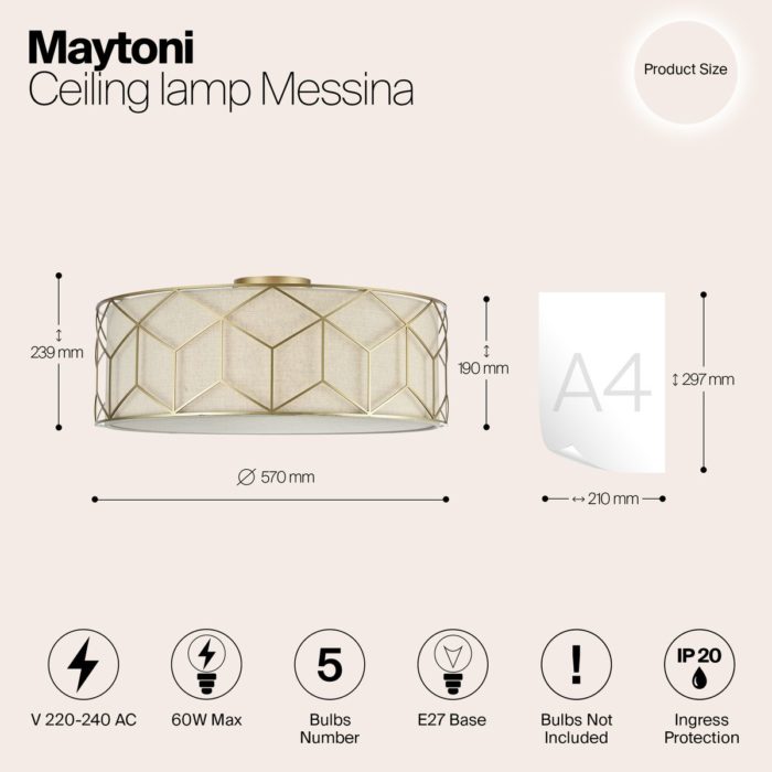 Потолочный светильник Maytoni Messina H223-PL-05-G — изображение 2