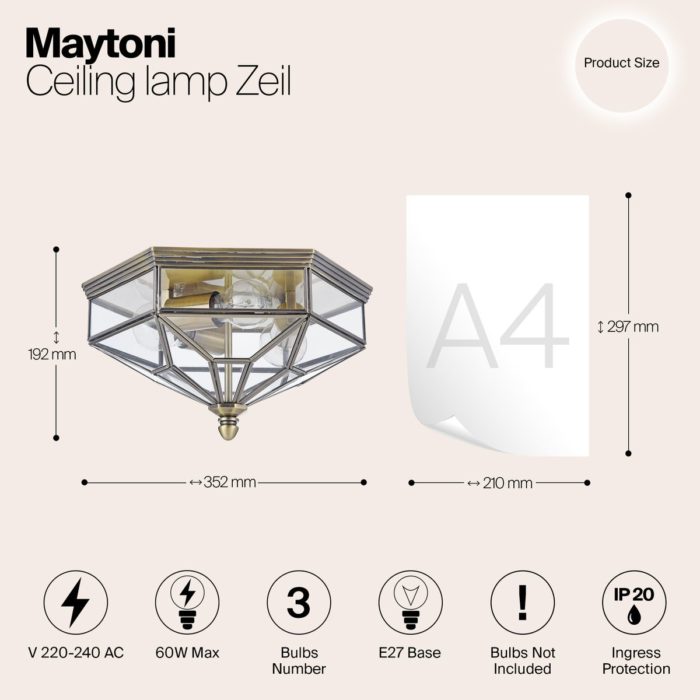 Потолочный светильник Maytoni Zeil H356-CL-03-BZ — изображение 2
